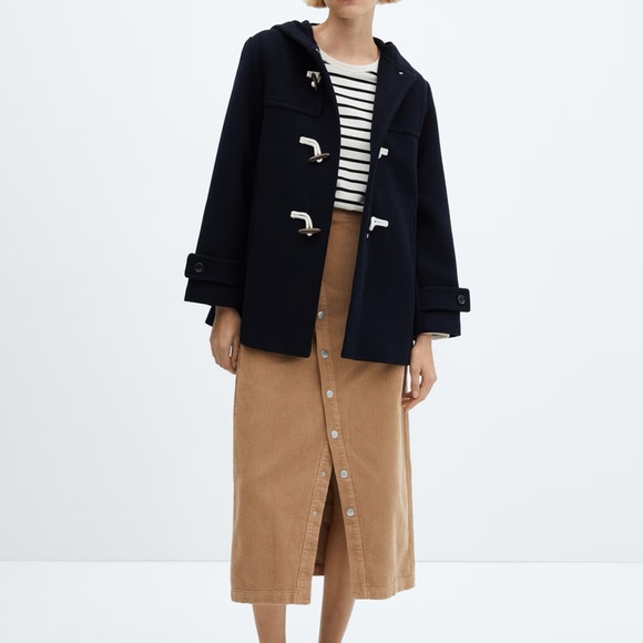 NWT MANGO Hooded Wool Coat size XS - Picture 2 of 16